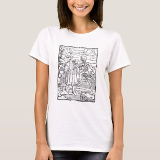 老人と話す骨イラストレーション Tシャツ