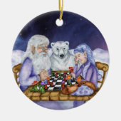 老人の冬およびジャックフロスト演劇のチェスOrnamnent セラミックオーナメント (正面)