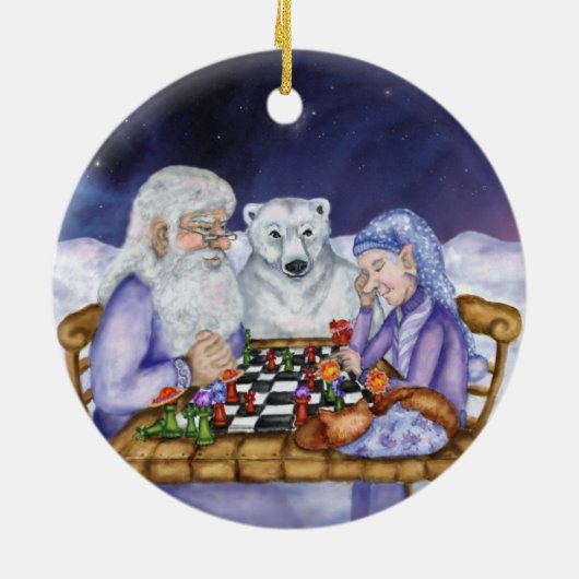 老人の冬およびジャックフロスト演劇のチェスOrnamnent セラミックオーナメント (裏面)
