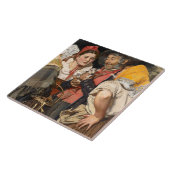 老人の宝物（猫）（カール・ガースソー） タイル (側面)