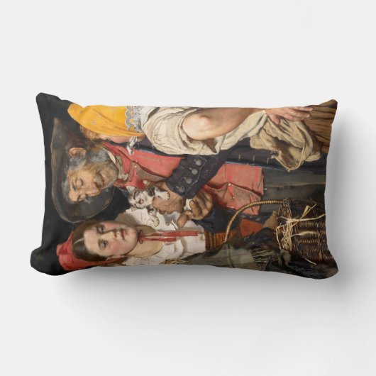 老人の宝物（猫）（カール・ガースソー） ランバークッション (正面)