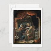 老人の歯を検査する歯科医(油 ポストカード (正面/裏面)