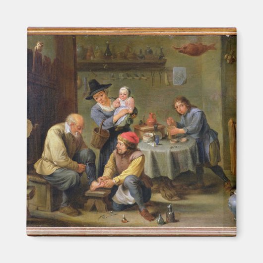 老人の足の世話をする外科医 マグネット (正面)