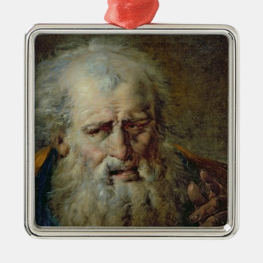 老人の頭部 メタルオーナメント (正面)