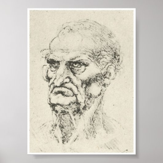 老人の頭部、レオナルド・ダ・ヴィンチ ポスター (正面)