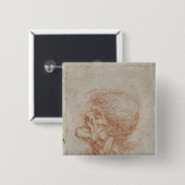 老人の風刺漫画の頭部の勉強、c.1500-05 缶バッジ (正面&裏面)