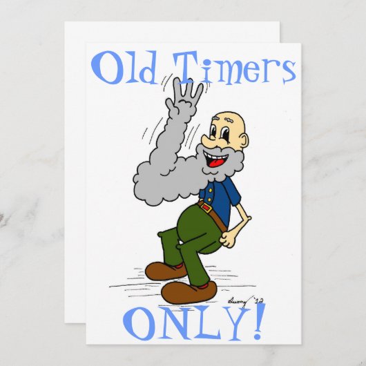 老人はあごひげを振る"古いタイマーのみ! 招待状 (正面/裏面)