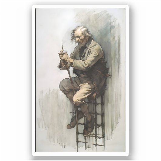 老人スケッチ シール (正面)