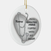 老人ナースグレーハートカスタムナースオーナメント セラミックオーナメント (右)