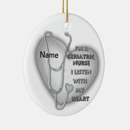 老人ナースグレーハートカスタムナースオーナメント セラミックオーナメント (右)