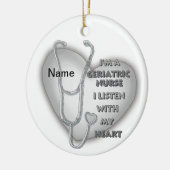 老人ナースグレーハートカスタムナースオーナメント セラミックオーナメント (左)