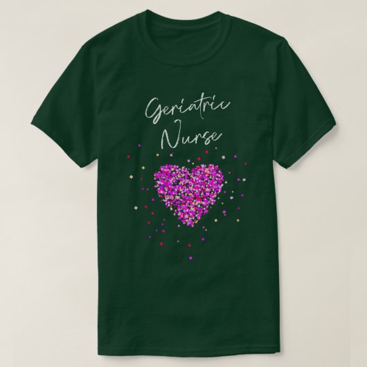 老人ナース医療助手ハート Tシャツ (デザイン正面)