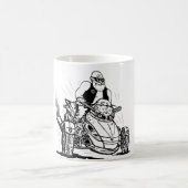 老人バイクもしくは自転車に乗る人缶ラムおもしろいスパイダカップ コーヒーマグカップ (中央)