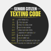 老人メールや文字を打つ法父親の日 ラウンドシール (正面)