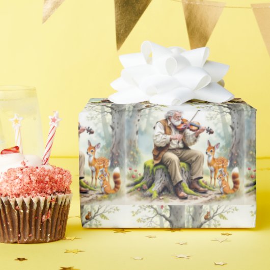 老人遊は森の中のバイオリンだ ラッピングペーパー (誕生日パーティー)