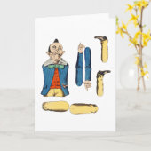 老人風変わり紙人形 カード (黄色い花)