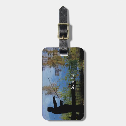老人魚釣り引退荷物タグ ラゲッジタグ (正面縦)