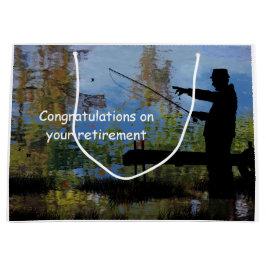 老人魚釣り退職抱き枕 ラージペーパーバッグ