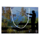 老人魚釣り退職抱き枕 ラージペーパーバッグ (裏面)