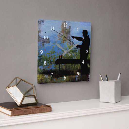 老人魚釣り退職用壁時計 スクエア壁時計 (オフィス)