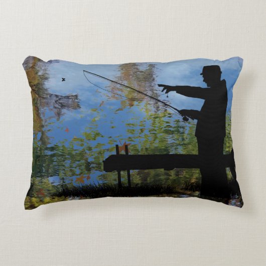 老人魚釣り退職装飾用クッション アクセントクッション (正面)