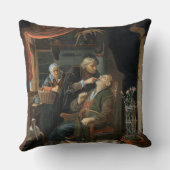 老人(油oの歯を検査している歯科医 クッション (裏面)