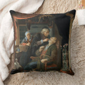 老人(油oの歯を検査している歯科医 クッション (ブランケット)