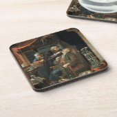 老人(油oの歯を検査している歯科医 コースター (左側)