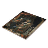 老人(油oの歯を検査している歯科医 タイル (側面)