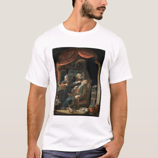 老人(油oの歯を検査している歯科医 tシャツ (正面)