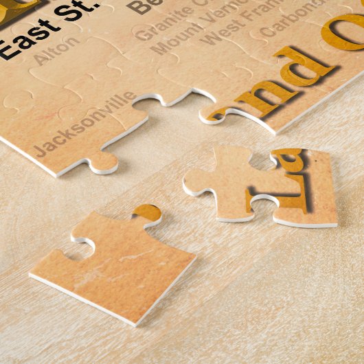 老化させたイリノイの州のプライドの地図のシルエット ジグソーパズル (側面)