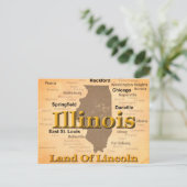 老化させたイリノイの州のプライドの地図のシルエット ポストカード (スタンド正面)