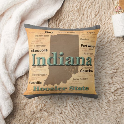老化させたインディアナの州のプライドの地図のシルエット クッション (ブランケット)