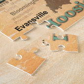 老化させたインディアナの州のプライドの地図のシルエット ジグソーパズル (側面)