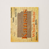 老化させたカンザスの州のプライドの地図のシルエット ジグソーパズル (縦)