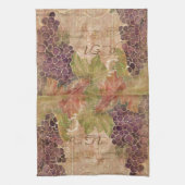 老化させたブドウのブドウ園の水彩画の家の装飾 キッチンタオル (縦)