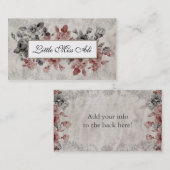 老化させたリネン名刺のヴィンテージの花柄 名刺 (正面/裏面)