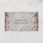 老化させたリネン名刺のヴィンテージの花柄 名刺 (裏面)
