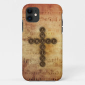 老化させたヴィンテージシートのミュージカルのすばらしい優美の十字 Case-Mate iPhoneケース (裏面)