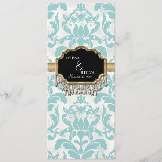 老化させた動揺してなダマスク織の金きらきら光るな一見の結婚式 メニュー (正面)