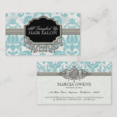 老化させた動揺してなダマスク織の銀のきらきら光るな一見の結婚式 名刺 (正面/裏面)