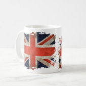 老化させた寸断された英国国旗 コーヒーマグカップ (正面左)