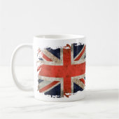 老化させた寸断された英国国旗 コーヒーマグカップ (左)