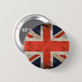 老化させた寸断された英国国旗 缶バッジ (正面&裏面)