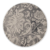 老化させた花柄 セラミックノブ (正面)