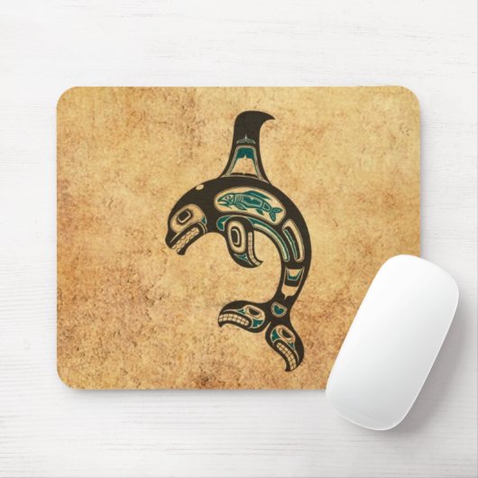 老化させた青および黒いHaidaの精神のシャチ マウスパッド (マウス)