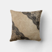 老化させた麻布およびレースの黒いベージュ枕コーナー クッション (裏面)