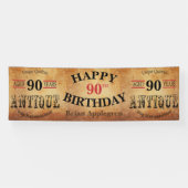 老化させた、アンティークおよびヴィンテージの第90誕生日のデザイン 横断幕 (横)