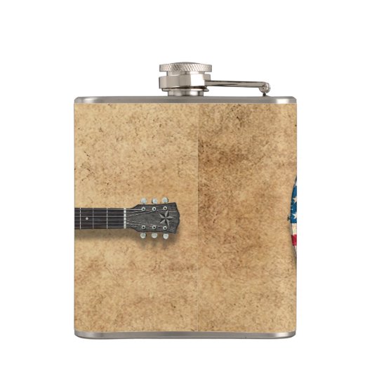老化させ、擦り切れたな米国旗のアコースティックギター フラスク (裏面)