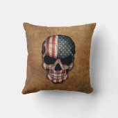 老化させ、擦り切れたな米国旗のスカル クッション (裏面)